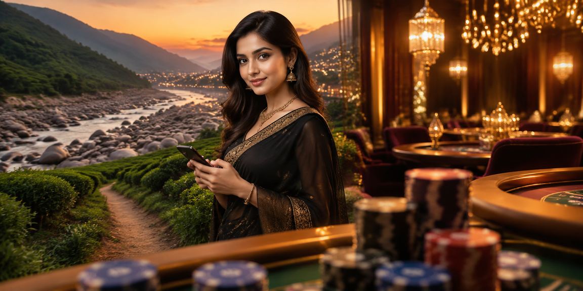 সিলেটের চা বাগানের পটভূমিতে একজন ব্যবহারকারী 639 প্ল্যাটফর্মে বোনাস উপভোগ করছেন