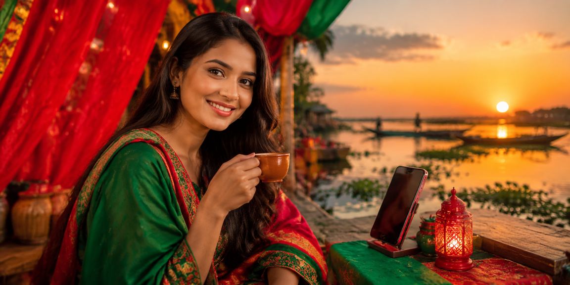 তাংগুয়ার হাওরের পাশে একজন বাংলাদেশি ব্যবহারকারী মোবাইলে 639 অ্যাকাউন্টে প্রবেশ করছেন